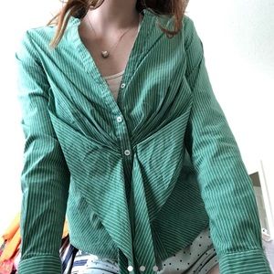 green and white striped tie top